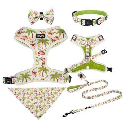 Wholesale Pet Supplies Custom Pet Harness Neck Adjustable Dog Harness with Matching Pet Collar and Leash