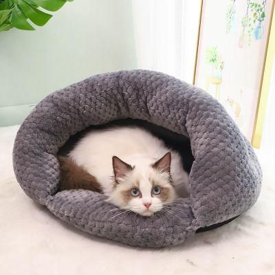 Wholesale Luxury Soft Round Washable Calming Plush Pet Donut Dog Bed Cat Nest Kennel Cave Winter Warm Sleep Donut Cat Bed