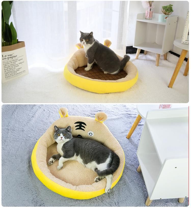Cartoon Animal Tiger Hot Sale Non-Deformable Round Four Seasons Usable Plush Mat Washable Open Dog Cat Sleeping Mat Bed