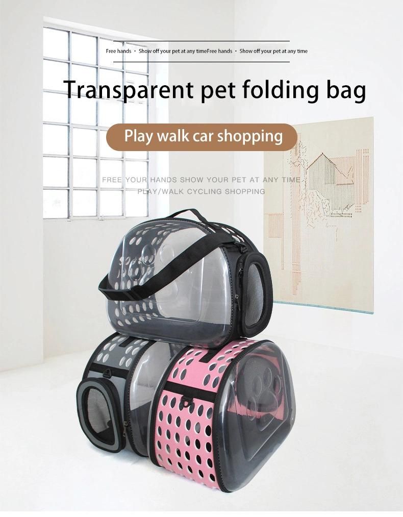 Cross-Body Foldable Pet Bag Breathable Portable Pet Dog Cat Backpack Transparent Cat Travel Bag