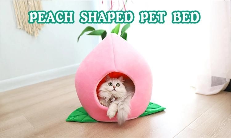 Fruit Peach Shape Warm Soft Pet Nest Bed for Small Animals Sleeping Bag for Dog Cat