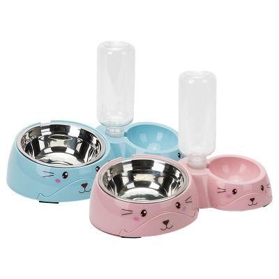 Dog Water Bottle Dispenser Stainless Steel Food Feeding Bowls