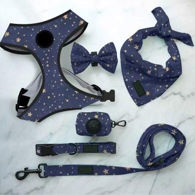 Fashionable Cute Pattern Dog Harness for Puppy Printing Luxury Customized Dog Harness Set