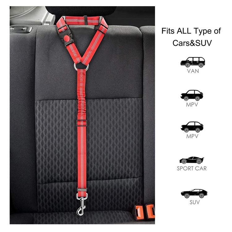 Adjustable Buckle Reflective Elastic Bungee Dog Seat Belt Leash