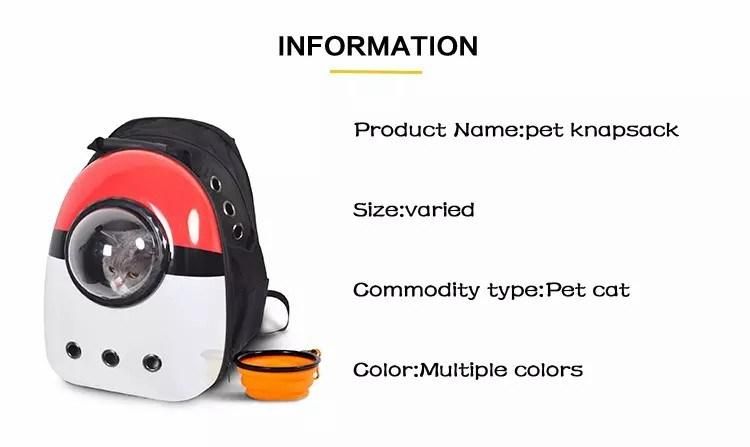 Portable Customized Plastic Travel Breathable Carrier Accessories Supply Backpack Pet Products