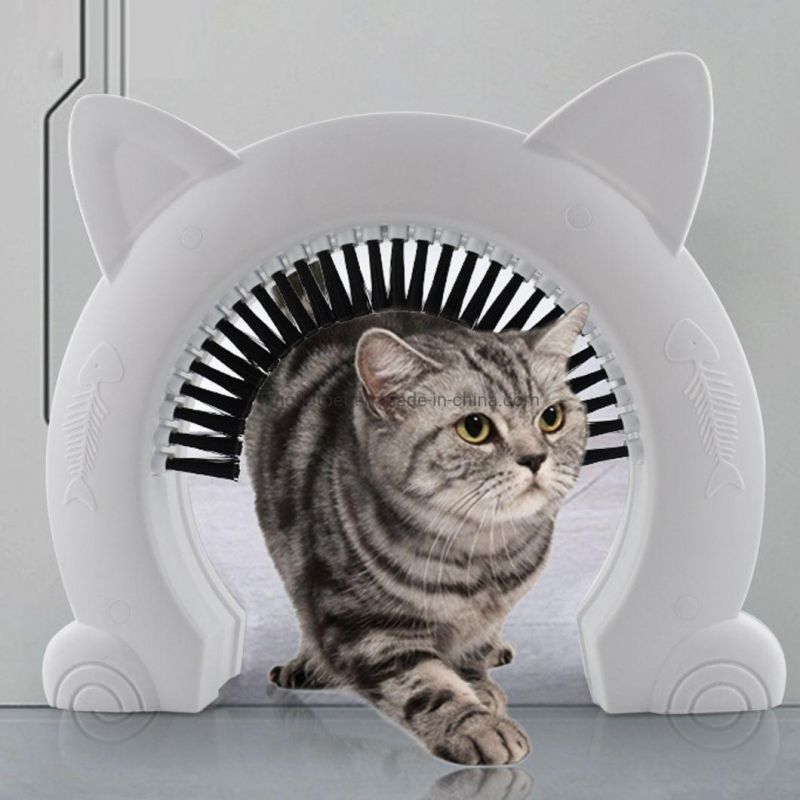 in Stock OEM ODM Bulk Products Kitty Door with Grooming Brush -Removable Beauty Fit 10kg or Less Cat Pass Cat Door for Interior Doors