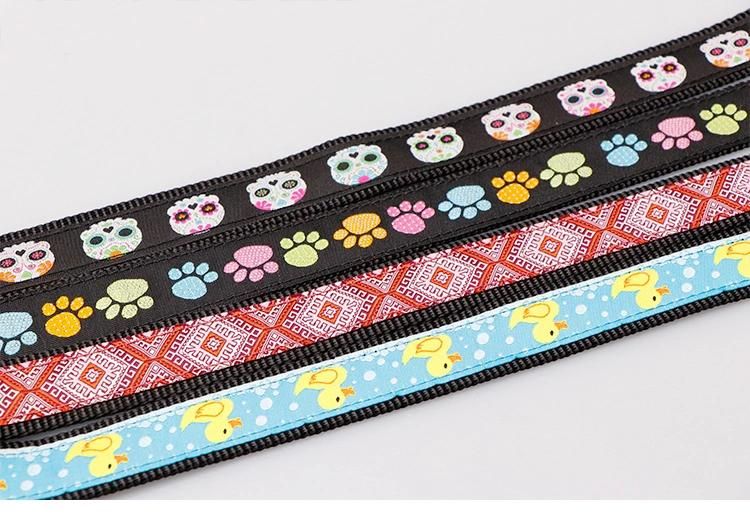 Cute Thick Strong Large Luxury Adjustable Custom Print Logo Dog Leash Nylon