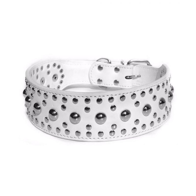 Rivet Studded PU Leather Dog Collar for Large Dog