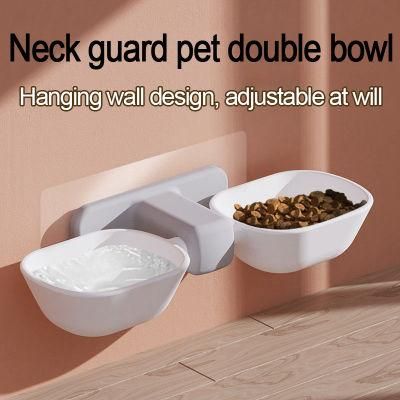 Sublimation Hanging Double Pet Feeder Dogs and Cats Food Bowl Raised with 2 Wall Mounted Acrylic Plastic Pet Bowl