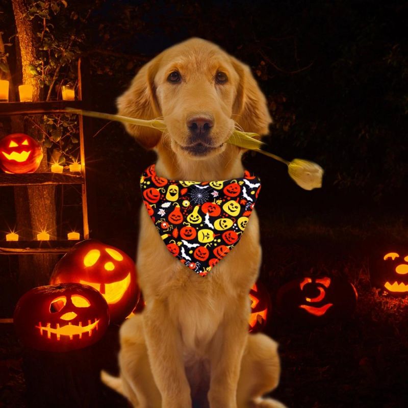 Halloween Dog Bandana, , Pet Kerchief Scarf Dog Triangle Bibs Washable Cat Scarf Accessories for Halloween Holiday Christmas
