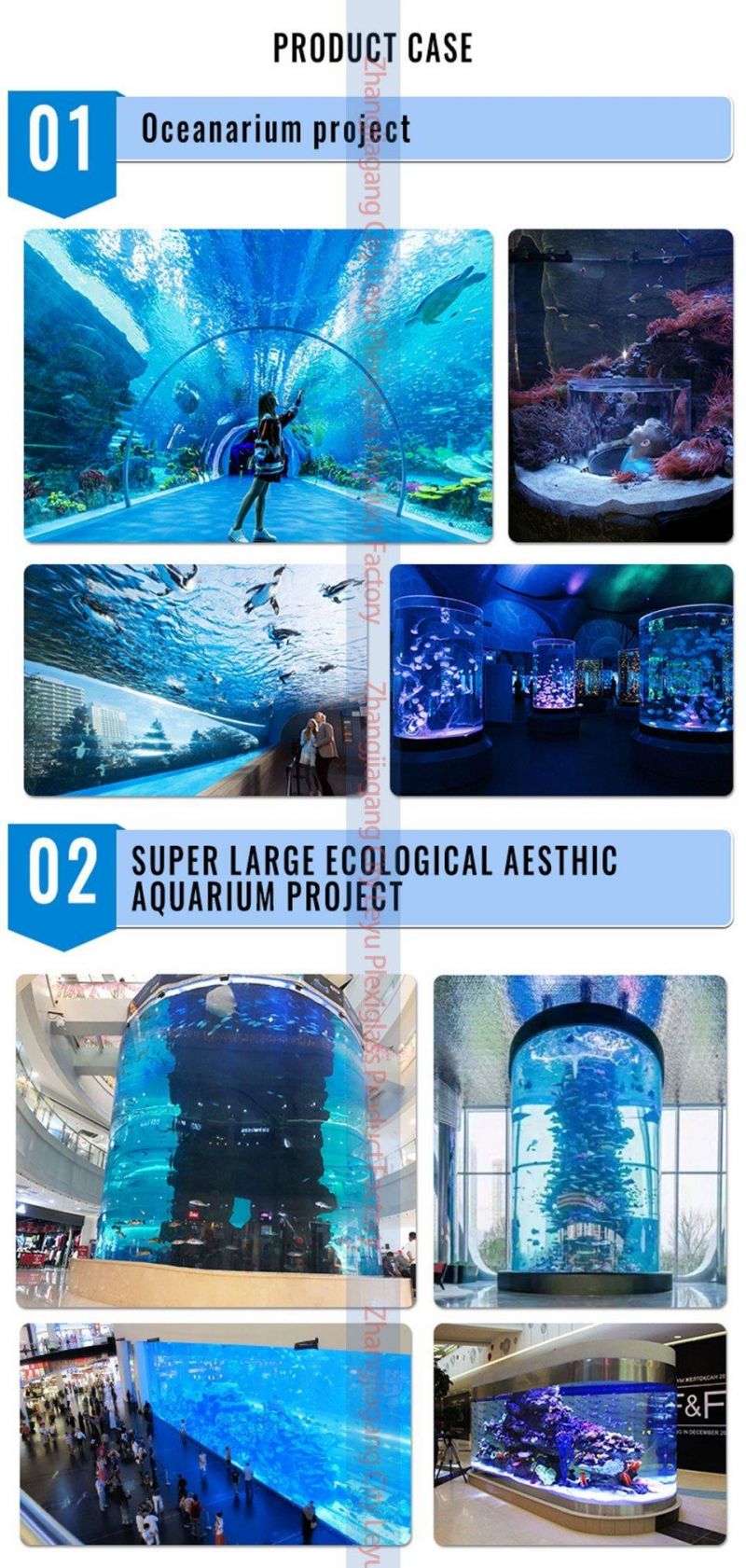 Large Size Transparent Oceanic Acrylic Plexiglass Sheets Glass Tunnel Aquarium