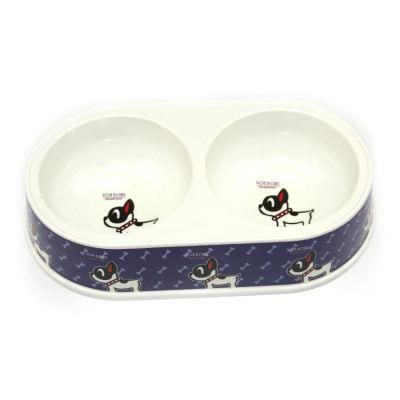 Double Bowl Type Environmental Bamboo Fiber Pet Bowl