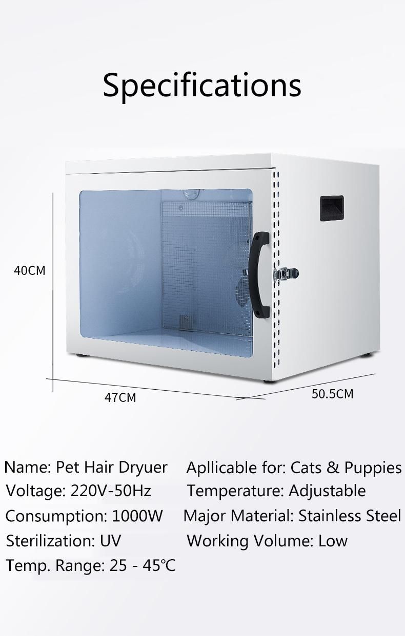 Digital Control UV Sterilization Pet Hair Dryer with Large Capacity