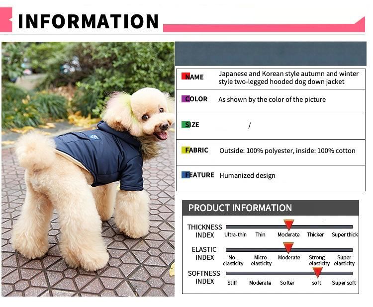 Thicken One Pocket Korean Style Cotton Hoodie Warm Dog Jacket Coat Costume Winter Dog Clothes