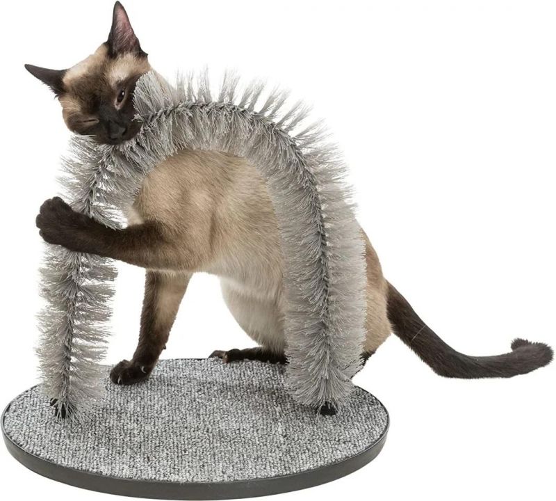 Cat Massager and Self Grooming Arch Bristle Ring Brush Carpet Base Scratcher Cat Self Groomer