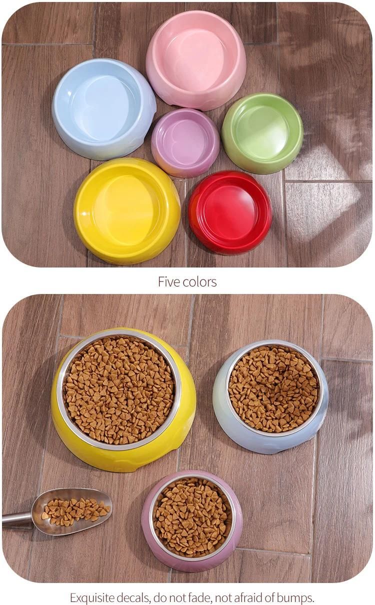 Multi-Color Melamine Stainless Steel Non-Slip Pet Bowl Durable Cute Feeding Water Dog Bowl