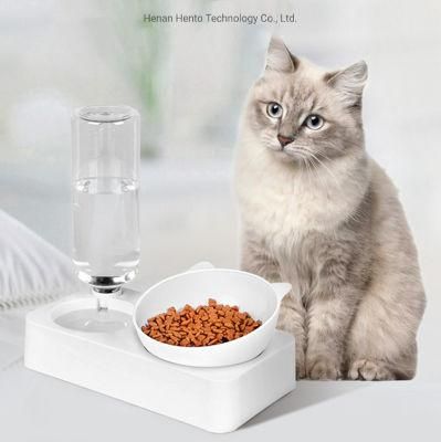 Adjustable Rectangular Base Cat Double Bowl Automatic Drinking Water Bowl