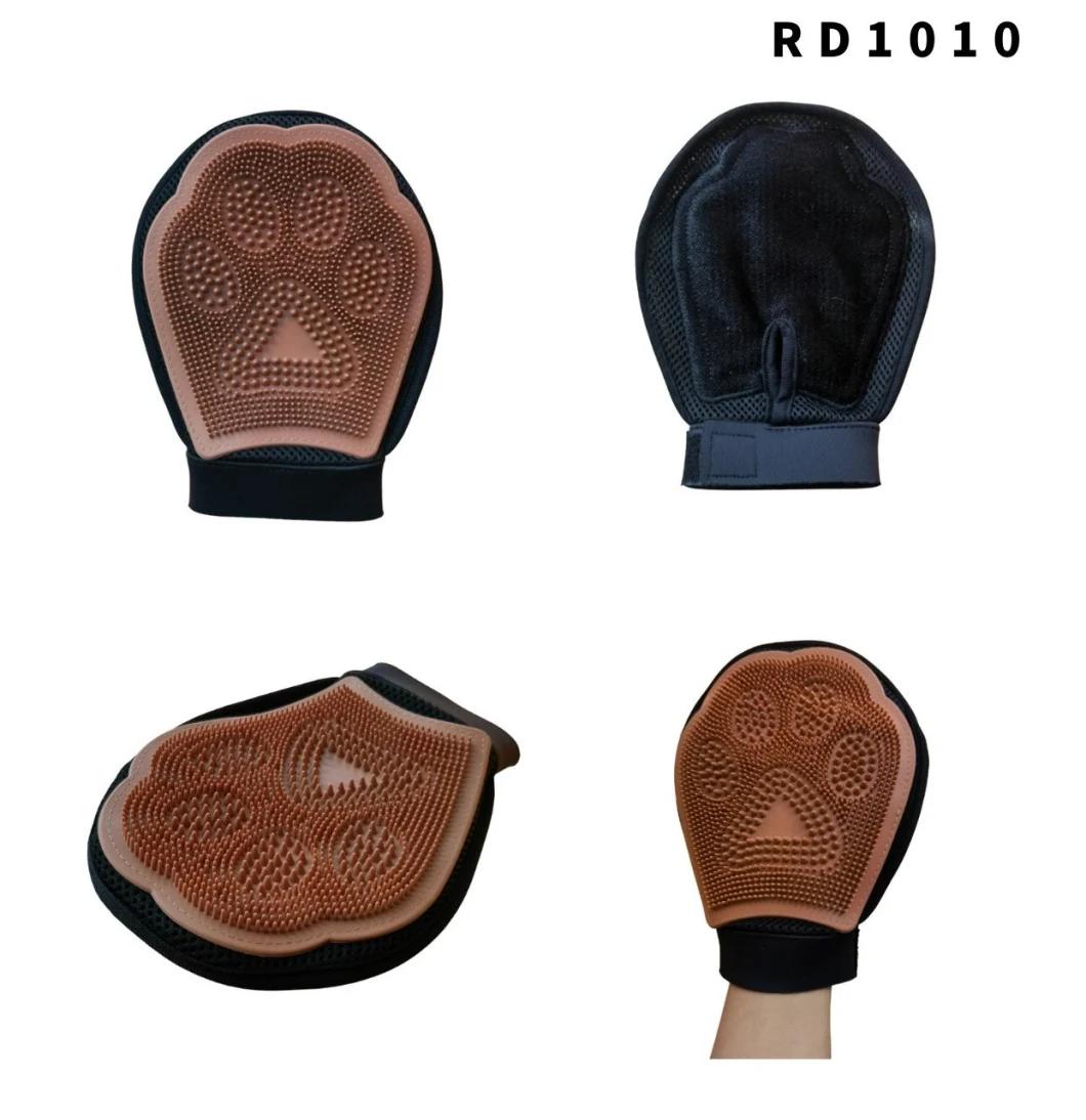 Pet Cleaning Products Dog Grooming Gloves Pet Silicone Massage Gloves Hair Remover Five Finger Design for Dogs Clean Tool Brown-C