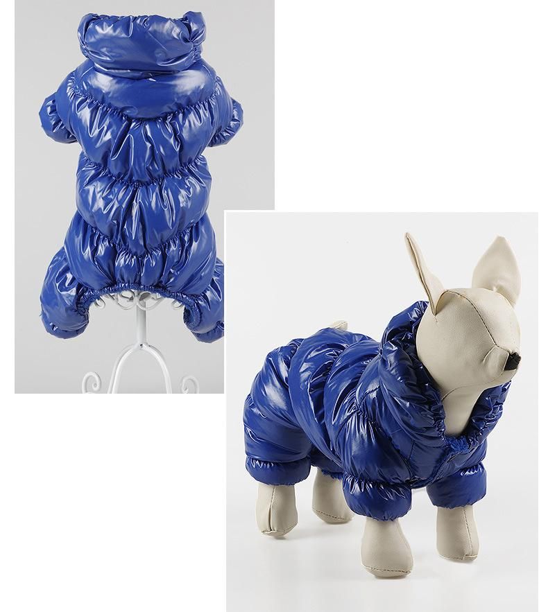 Fashion Solid Color Cotton Winter Warm High Collar Padded Pet Down Jackets Dog Clothes
