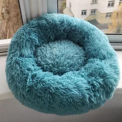 Round Pet Bed House Soft Long Plush for Dog Products Cushion Cat Bed House Animals Sofa