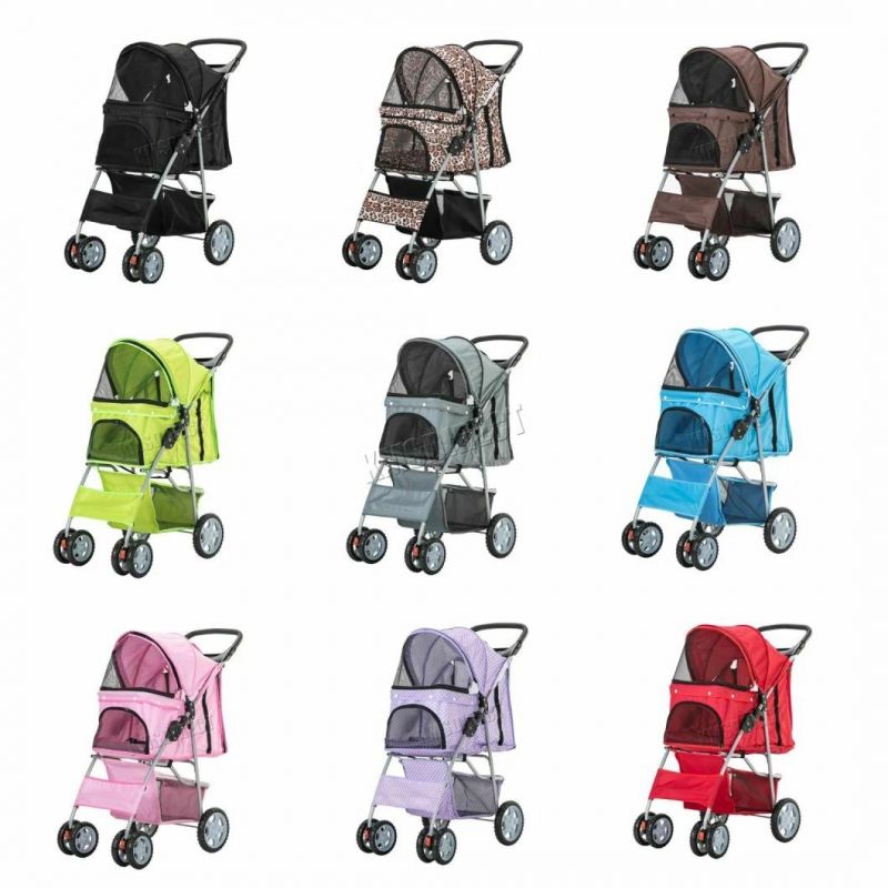 Pet Trolley Dog Stroller Folding 4 Wheel Travel Pet Carrier Strollers