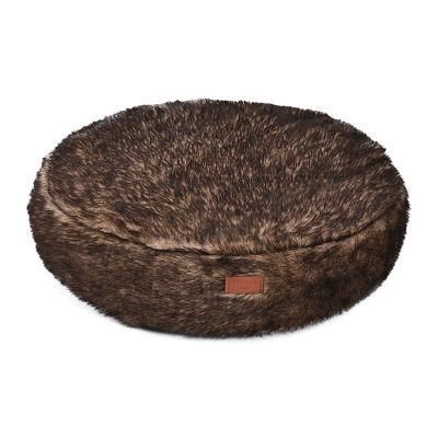 Warm Round Long Fur Plush Cushion Cat Dog Pet Bed