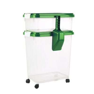 40L 3PCS PP Airtight Plastic Storage Boxes with Wheels