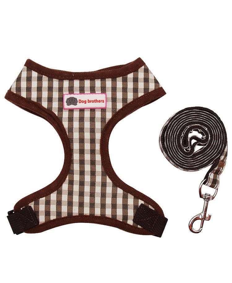 Summer Polyester Pet Harness Vest Breathable Soft Lattice Pet Harness with Leash Protect Vest