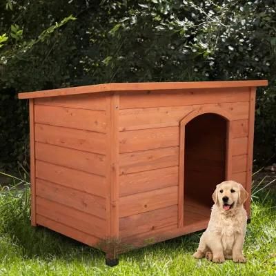 Solid Wooden Waterproof and Windproof Dog Houses with PVC Curtain Doors