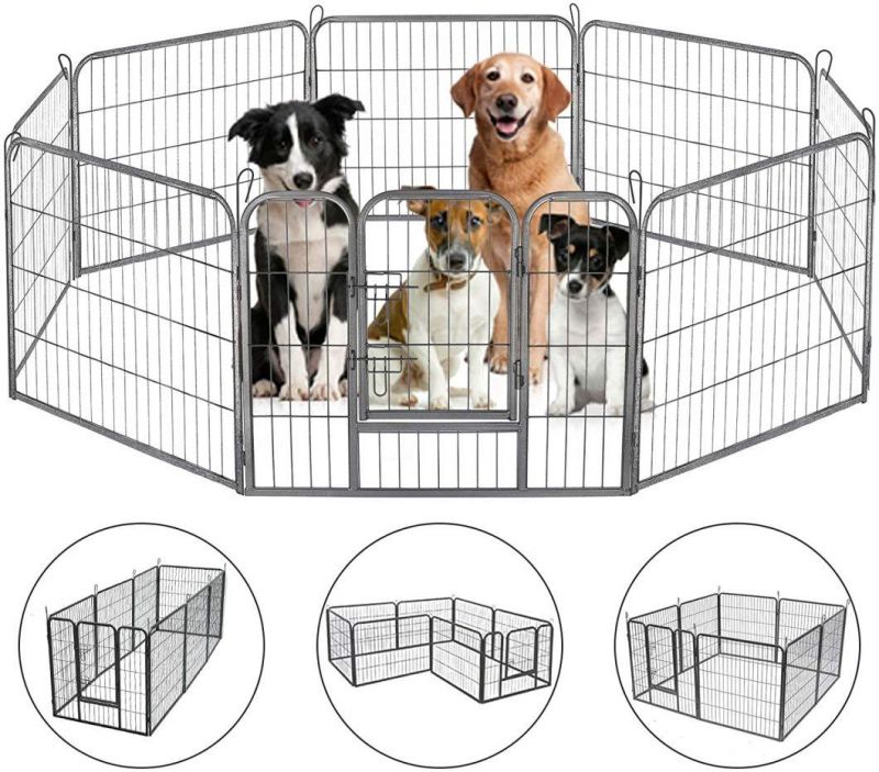 Portable Folding Retractable Expandable Pet Animal 8 Tablets Dog Fences Cage Wire Mesh