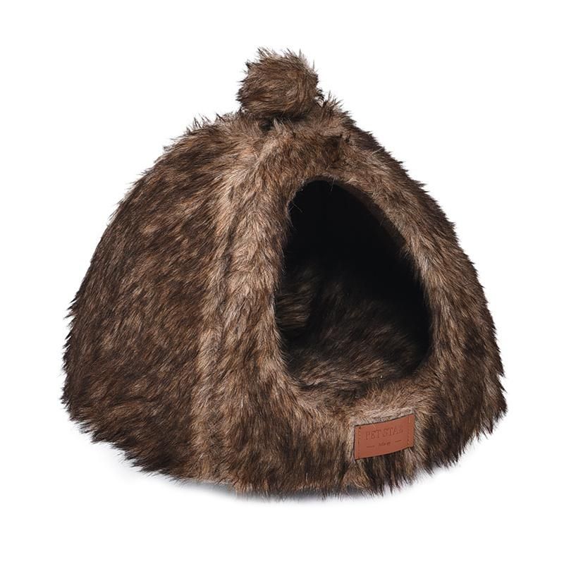 Warm Long Fur Plush Pet Puppy Cat Cave Bed House