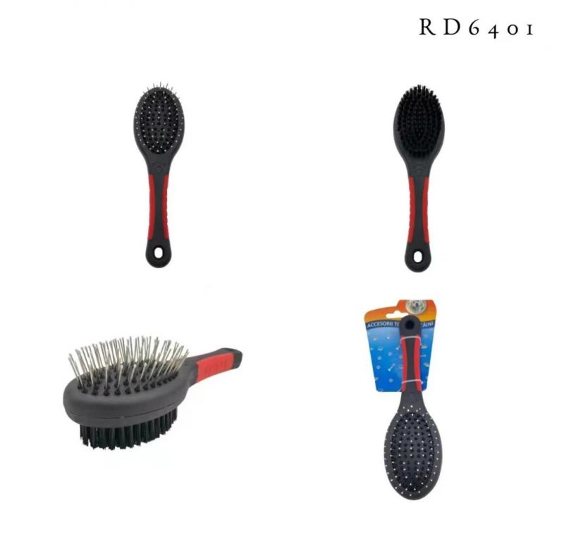 Hot Selling Dog Pet Products 2 Sided Dog Grooming Brush Pet Comb Red-L