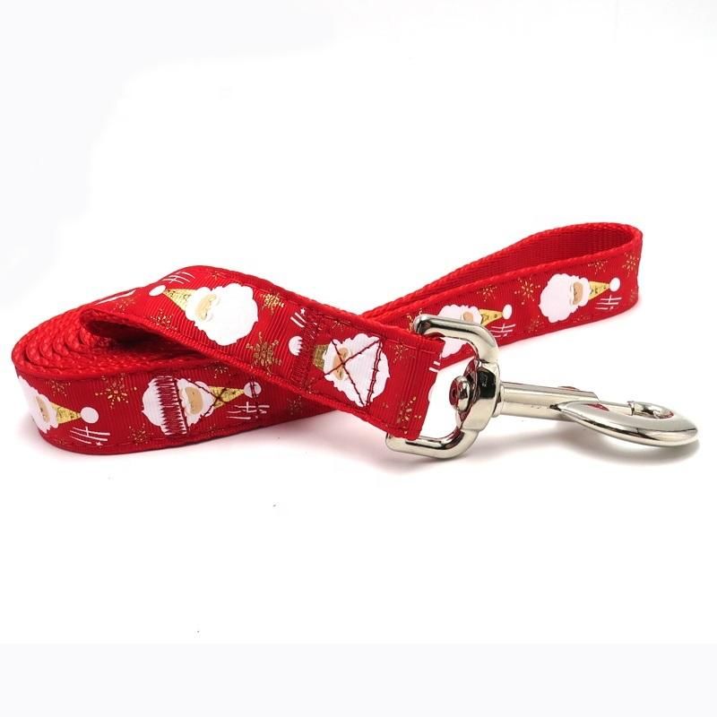 Dog Accessories Colorful Design Printed Christmas Pattern Nylon Dog Collar Leash with ID Tag