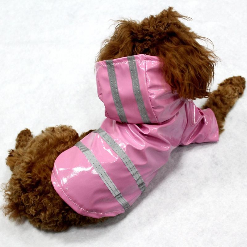 Puppy Hooded Raincoat Dog Night Reflective Safety Clothes Pet Waterproof Jacket Coat