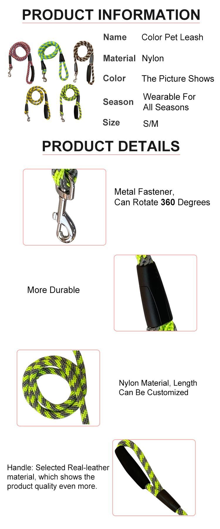 Wholesale Reflective Nylon Large Heavy Duty Braided Round Rope Dog Leash