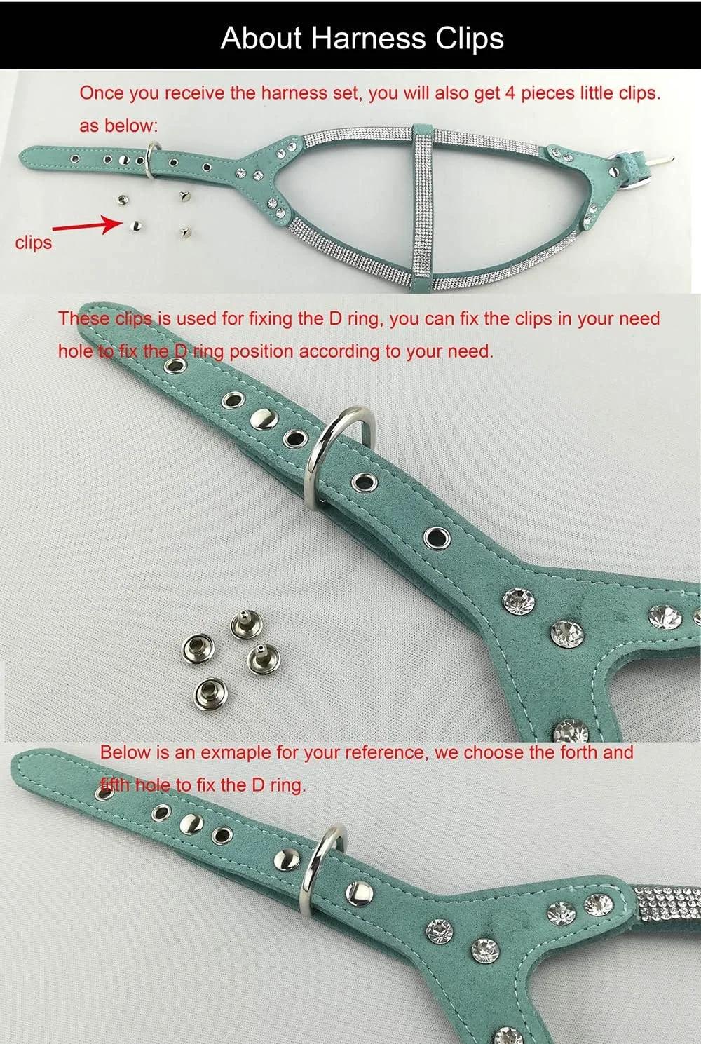 Soft Comfotable Dog Collar Leash Harness Set with Diamond