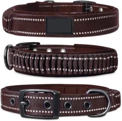 Padded Reflective Dog Collar with Adjustable Stainless Steel Hardware