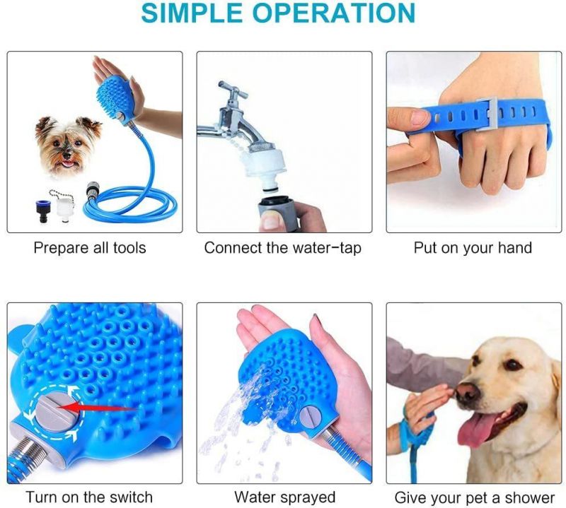 Rubber Pet Bath Brush Bristles Multi-Functional Dog Bathing Massage