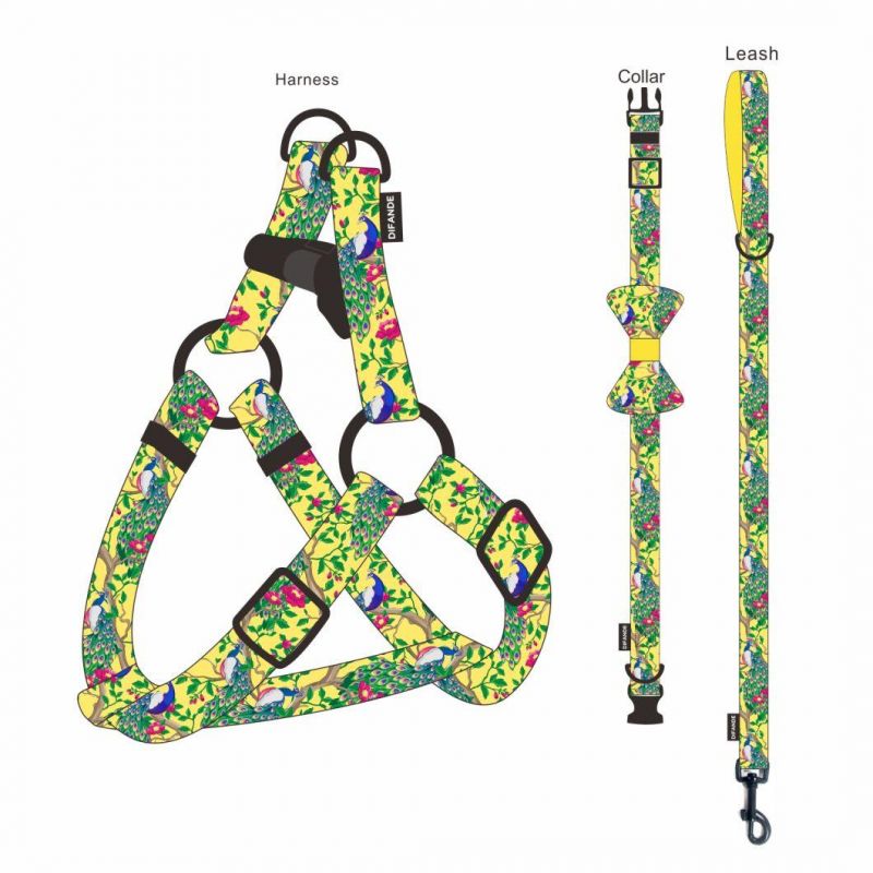 Heavy Duty Custom Designer Adjustable Luxury Fancy Fashion Harness Dog Collar and Leash Set