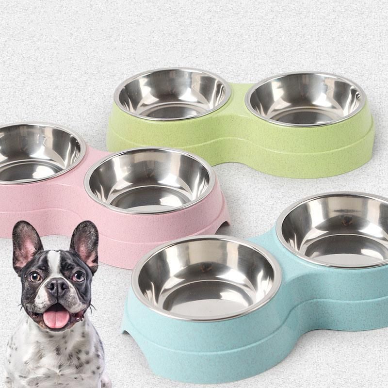 Double Pet Bowls Water Feeder Stainless Steel Pet Drinking Dish Feeder Dog Prdouct Pet Supplies