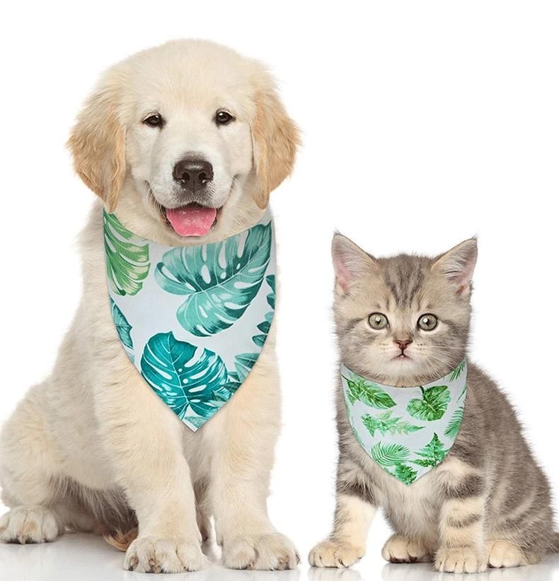 Hot Sell Pet Bandanas Pattern Cartoon Pet Saliva Towel Polyester Fabric Cat Dog Triangle Scarf