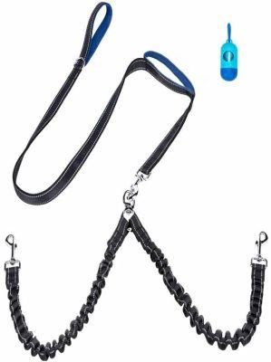 Enhanced Comfort Dual Bungee Dog Leash Double Dog Lead with Double Handle for Great Control