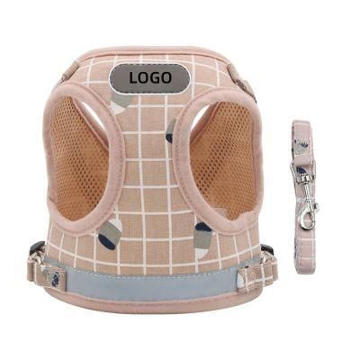 Custom Good Quality Cute Plain Recycled Polyster Cotton Dog Harness Lead Set