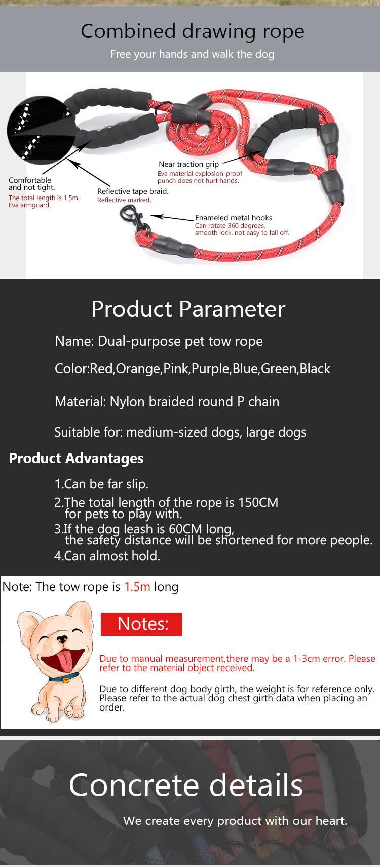 Wholesale Adjustable Slip Luxury Nylon Rope Custom Print Logo Pet Retractable Dog Leash for Dog