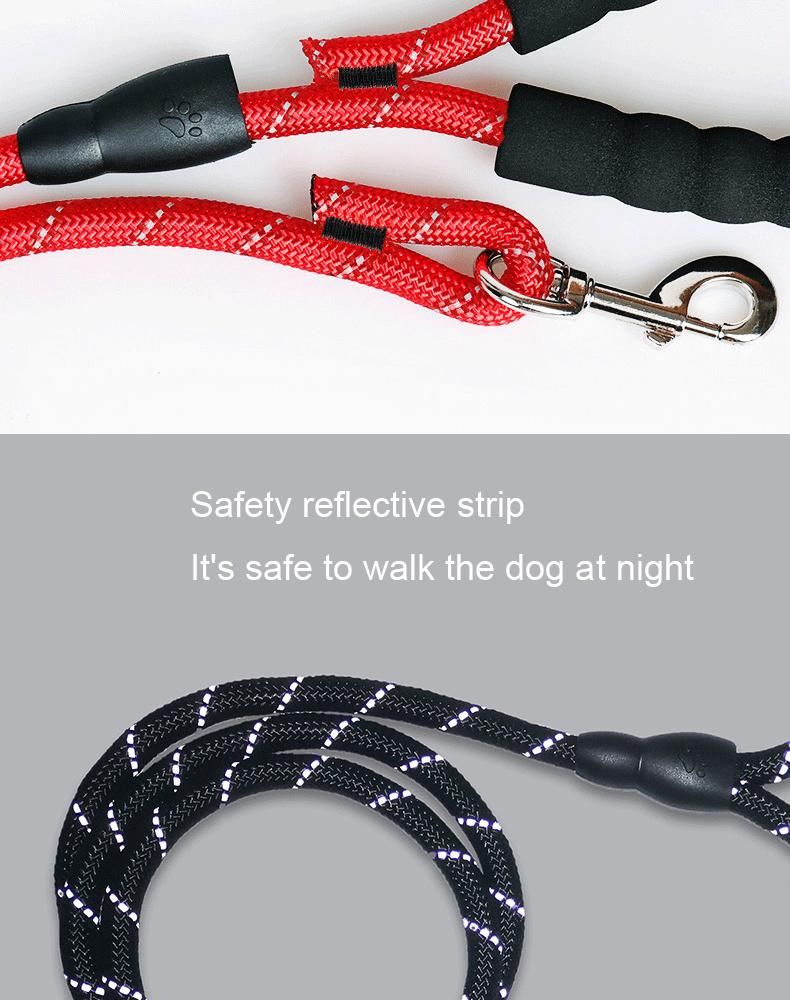 Pet Outdoor Supplies Dog Walking Multicolor Round Rope Foam Handle Nylon Rope Anti-Cat and Dog Bursting Reflective Traction Leash