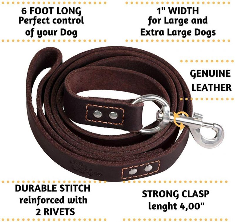 Strong and Soft Leather Leash for Large Dogs