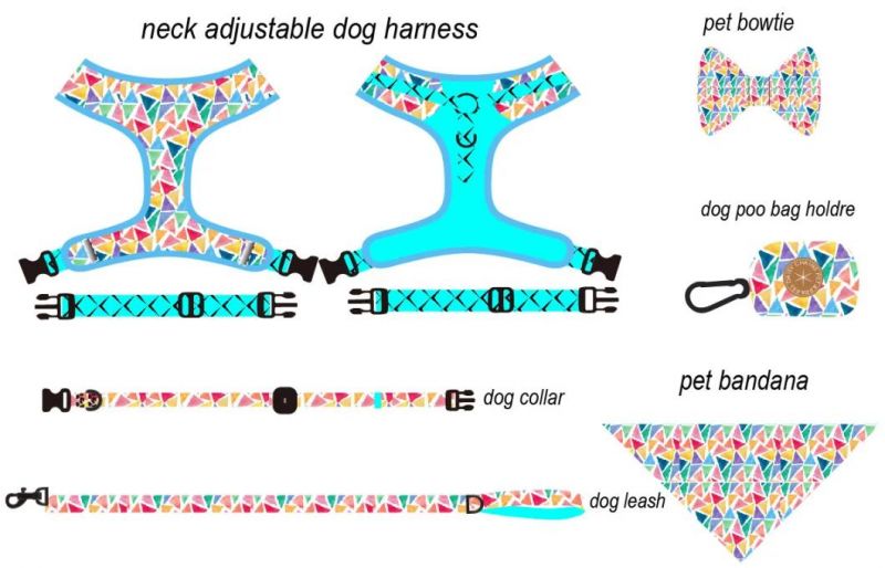 Customized Pattern Reversible Pet Dog Harness with Ajustable Accessioes for Walking The Dog
