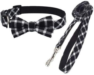 Sample Free Wholesale Custom Pet Dog Leash and Dog Collar with Bowtie