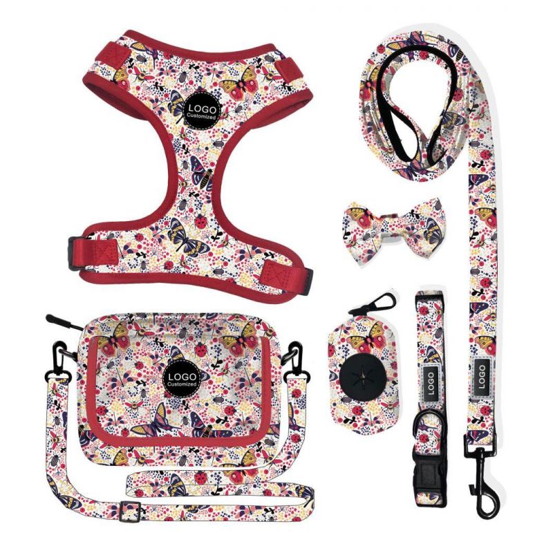 Summer High Quality Dog Harness with Matching Pouch T-Shirt Dog Cat Waist Bag with Collar Lead