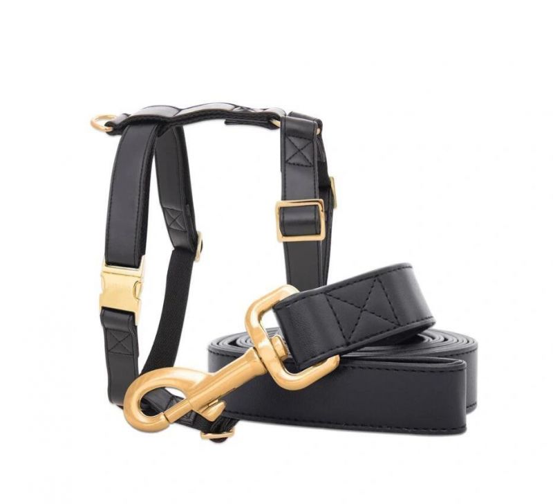 Luxury Faux Leather Dog Collar Leash Harness with Small MOQ